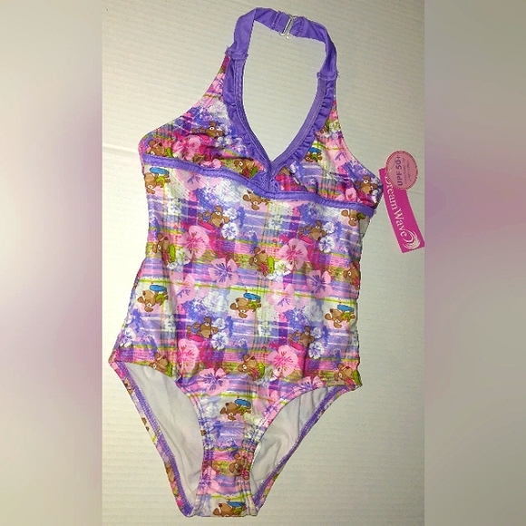 ☆NWT☆Cute Girls DREAM WAVE UPF 50+ Pink/Purple Plaid 2011 modest Swimsuit☆Sz 7/8 - Picture 3 of 13